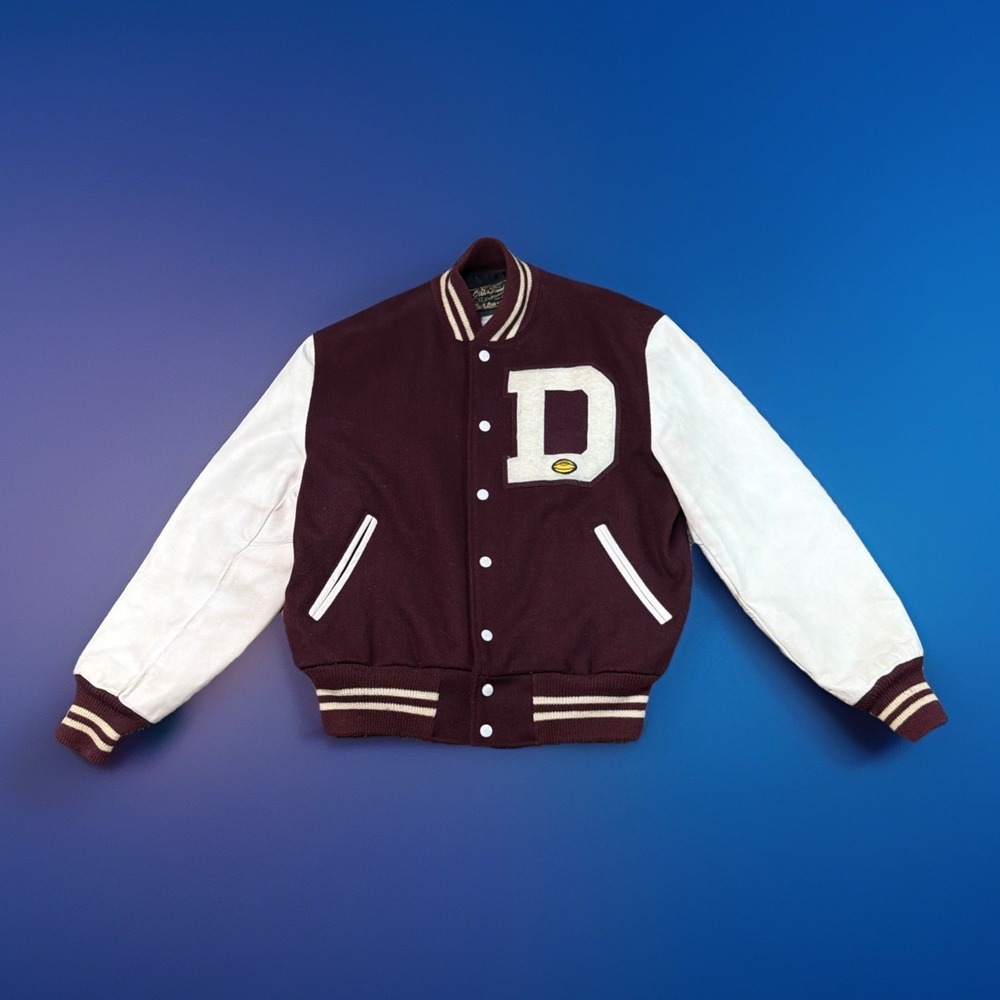 GOLDEN THREAD Brill Bros Milwaukee Wool Varsity Jacket 1960s Size 42